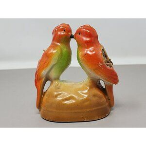 Vintage Japan Pin Cushion‎ & Needle Holder Kissing Love Birds MCM